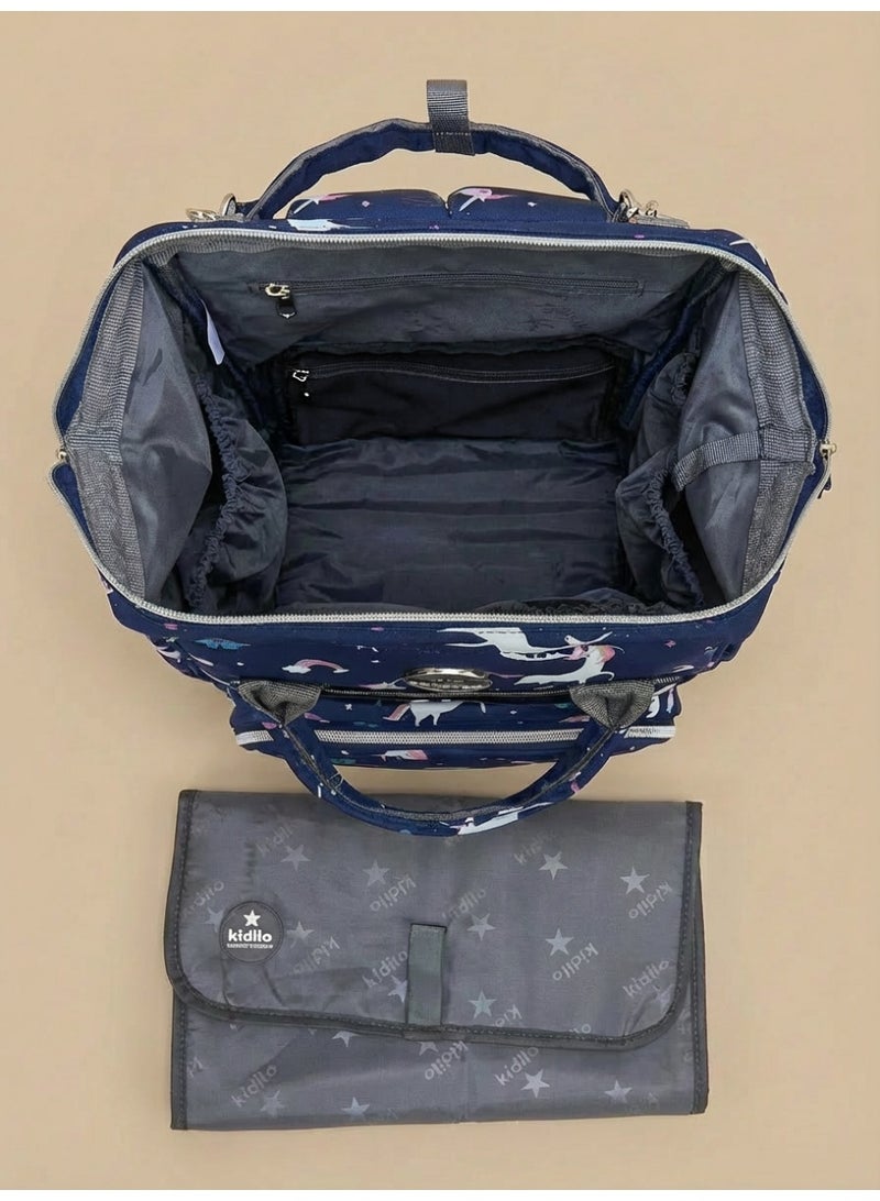 Kidilo Diaper Backpack with Unicorn Print & Changing Mat - Multi-Pocket Waterproof Travel Bag for Mom & Baby - Large Capacity Organizer - Image 4